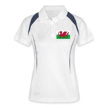 Autocollant drapeau du Pays de Galles Aufkleber Wales autocollant - Polo respirant Femme - blanc/marine - Devant