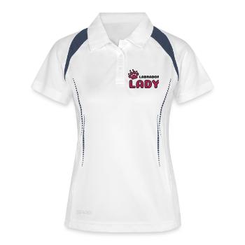 Dame labrador avec la patte fière propriétaire de chien - Polo respirant Femme - blanc/marine - Devant