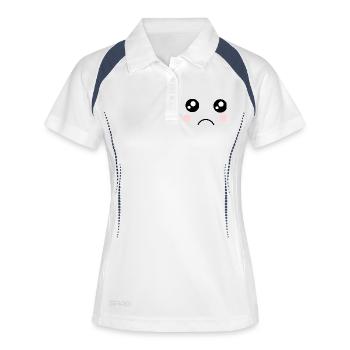 Kawaii, yeux, visage - Polo respirant Femme - blanc/marine - Devant