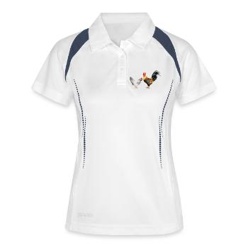 stately colourful rooster with a hen - Women's Polo breathable - white/navy - Front