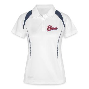 Hanoi Retro Schriftzug Design - Frauen Polo atmungsaktiv - Weiß/Navy - Vorne