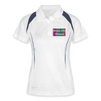 MAMAN. FÊTE DES MÈRES. BONNE FÊTE MAMAN. JE T'AIME - Polo respirant Femme - blanc/marine - Devant