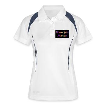 BONNE FÊTE MAMAN. MAMAN. FÊTE DES MÈRES. JE T'AIME - Polo respirant Femme - blanc/marine - Devant