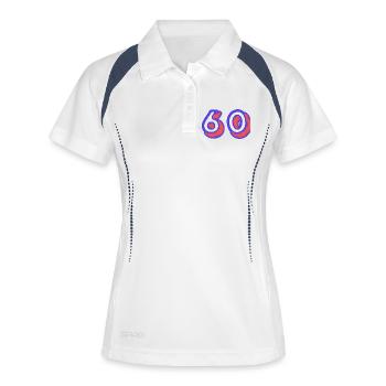 60. 60 ANS. 60e ANNIVERSAIRE. ANNIVERSAIRE 60 ANS. - Polo respirant Femme - blanc/marine - Devant