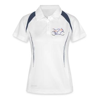 Moto Supersport Contours Multicolore - Polo respirant Femme - blanc/marine - Devant