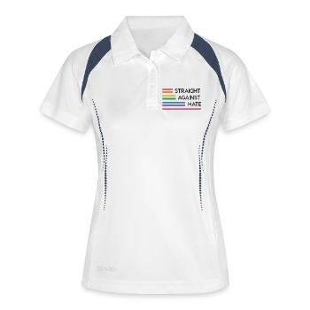 LGBT Pride Month - Direkt gegen Hass - Frauen Polo atmungsaktiv - Weiß/Navy - Vorne