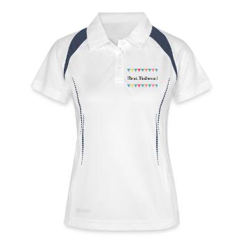 GELIEBTE. VIELEN DANK. DANKE HERRIN - Frauen Polo atmungsaktiv - Weiß/Navy - Vorne