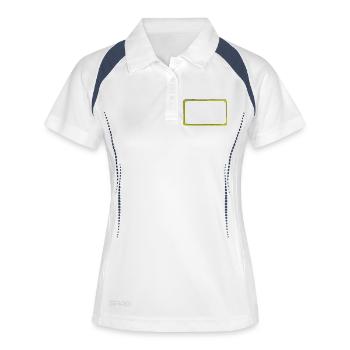 cadre jaune-gris - Polo respirant Femme - blanc/marine - Devant