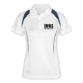 Erfolg Spruch für Gründer Unternehmer Startup - Frauen Polo atmungsaktiv - Weiß/Navy - Vorne