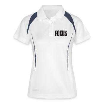 Fokus Spruch für Gründer Unternehmer Startup - Frauen Polo atmungsaktiv - Weiß/Navy - Vorne
