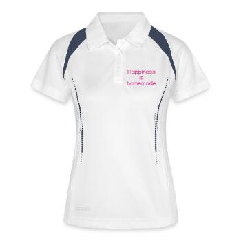 Le bonheur est fait maison Rose - Polo respirant Femme - blanc/marine - Devant