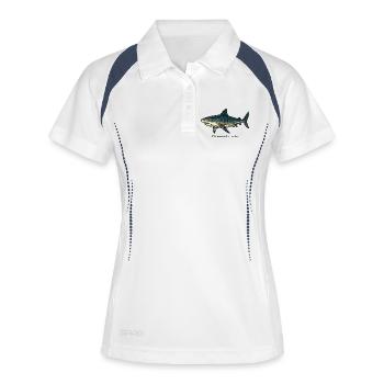 Dessin de requin tigre Galeocerdo cuvier - Polo respirant Femme - blanc/marine - Devant