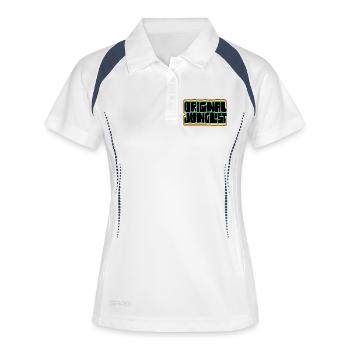 Original Junglist DNB Emblem - Frauen Polo atmungsaktiv - Weiß/Navy - Vorne