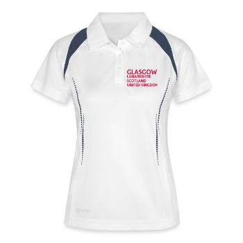 Glasgow – Scotland Textdesign - Frauen Polo atmungsaktiv - Weiß/Navy - Vorne
