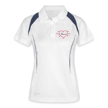 Herz rot Valentinstag Geschenk Valentinstag - Frauen Polo atmungsaktiv - Weiß/Navy - Vorne