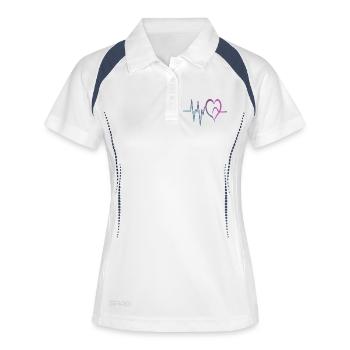 Gradienten-EKG Herz - Frauen Polo atmungsaktiv - Weiß/Navy - Vorne