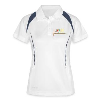Art rétro Heartbeat Evolution du lancer du poids - Polo respirant Femme - blanc/marine - Devant