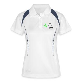 EKG Puls Angelhaken Outline - Frauen Polo atmungsaktiv - Weiß/Navy - Vorne