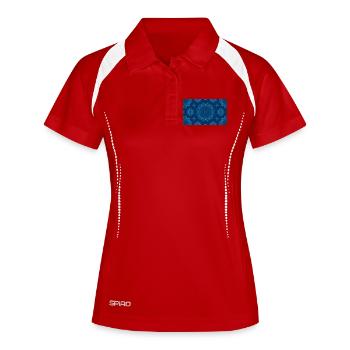 Blue Ocean Mandala Pattern – Abstract Water Kaleid - Women's Polo breathable - white/navy - Front