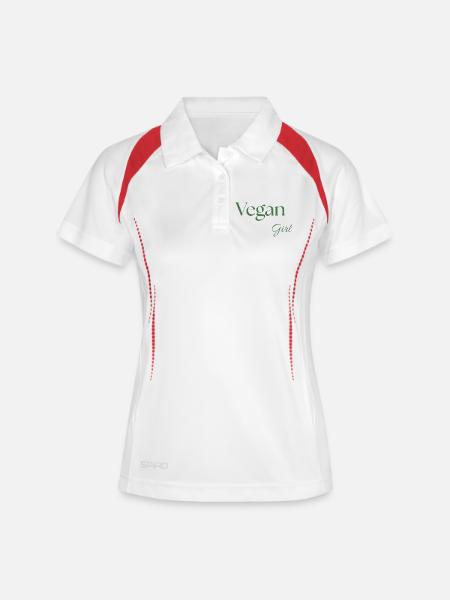 Fille Vegan. - Polo respirant Femme - blanc/marine
