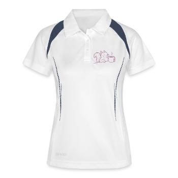 Eichhörnchen Kaffee Illustration Kaffeeliebe - Frauen Polo atmungsaktiv - Weiß/Navy - Vorne