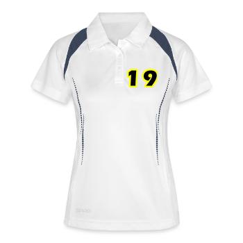 Symbole numérique 19 - Polo respirant Femme - blanc/marine - Devant