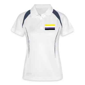 Drapeau non-binaire : fierté et identité - Polo respirant Femme - blanc/marine - Devant
