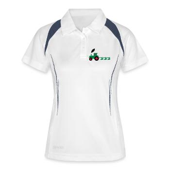 traktor trecker pflug - Frauen Polo atmungsaktiv - Weiß/Navy - Vorne