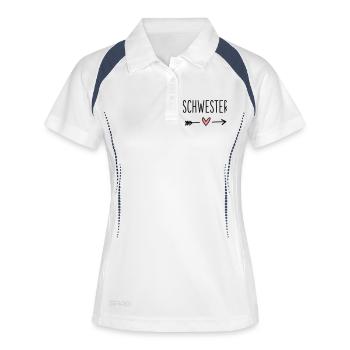 Schwester Herz Pfeil Liebe Freundin Geschenk - Frauen Polo atmungsaktiv - Weiß/Navy - Vorne