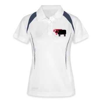 Heidschnucken Lüneburger Heide - Frauen Polo atmungsaktiv - Weiß/Navy - Vorne
