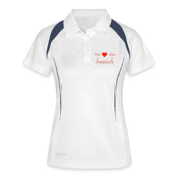 mei herz schlogt boarisch - Frauen Polo atmungsaktiv - Weiß/Navy - Vorne