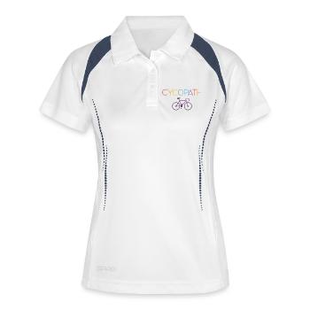 Geschenke für Radfahrer – Cycopath - Frauen Polo atmungsaktiv - Weiß/Navy - Vorne