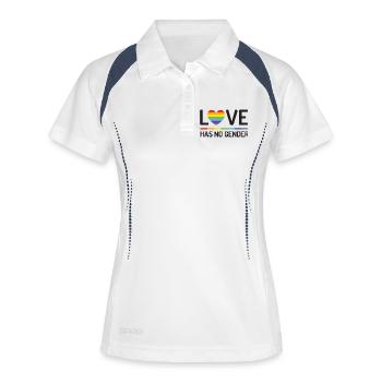 Mois de la fierté - L’amour n’a pas de genre - Polo respirant Femme - blanc/marine - Devant