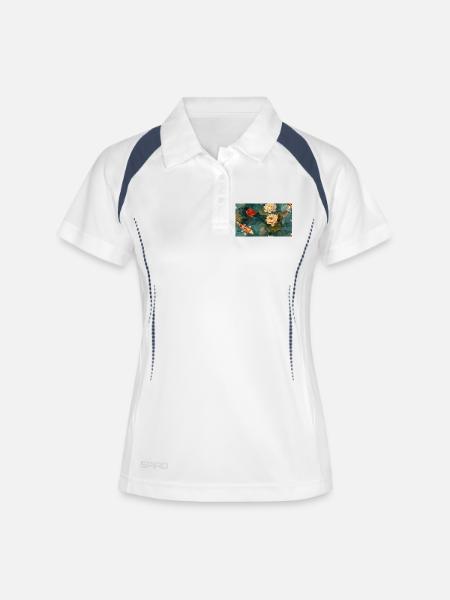 Koi and Lotus Flowers on Teal Water - Women's Polo breathable - white/navy