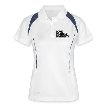 Typo Amour Paix Diversité 1C - Polo respirant Femme - blanc/marine - Devant
