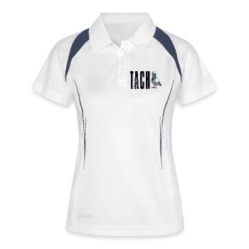 T-Shirt Ruhrpott Tach Dialekt Taube Ruhrgebiet - Frauen Polo atmungsaktiv - Weiß/Navy - Vorne