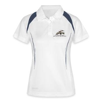 Les mouettes reposent sur une poutre en bois design amusant - Polo respirant Femme - blanc/marine - Devant