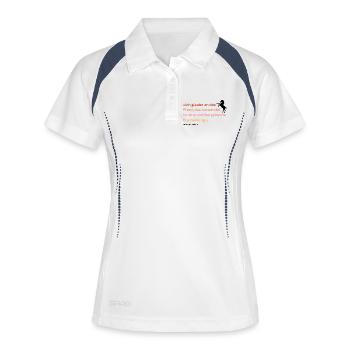 "Ich glaube an das Pferd" - Frauen Polo atmungsaktiv - Weiß/Navy - Vorne
