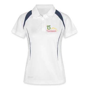 Logo 15 Cantalien  - Polo respirant Femme - blanc/marine - Devant