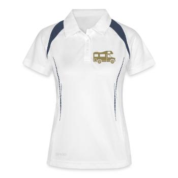 Motorhome Silhouette Camping Family - Women's Polo breathable - white/navy - Front