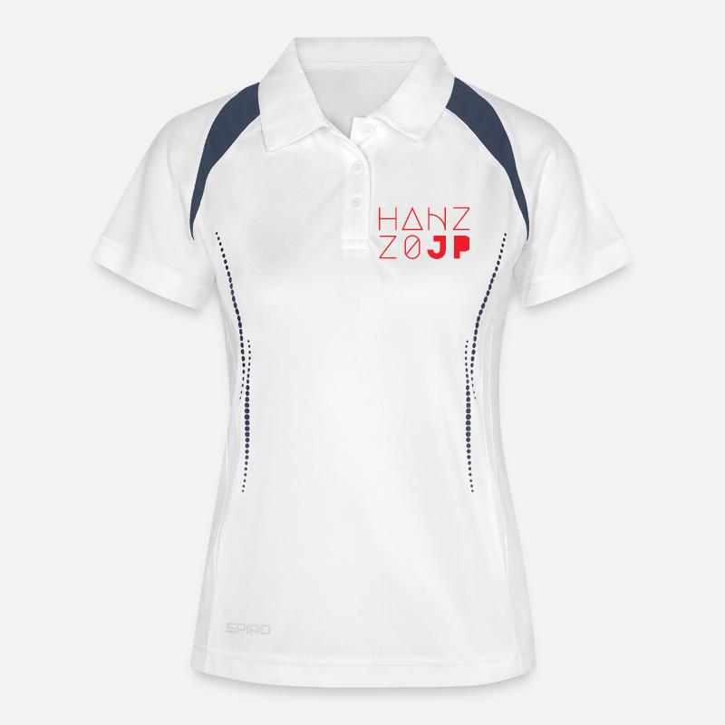 HANZZO - Women's Polo breathable - white/navy