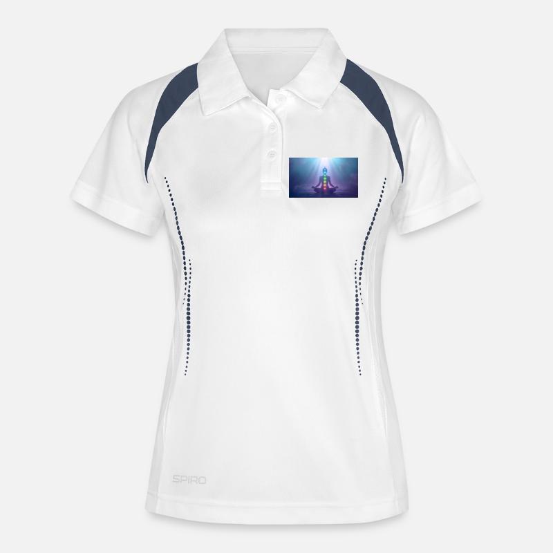 Chakra Meditation Light Rays Yoga - Women's Polo breathable - white/navy