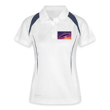 Ufo Frisch - Frauen Polo atmungsaktiv - Weiß/Navy - Vorne