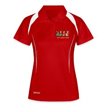 Weihnachten Just A Merry Goose Lustig - Frauen Polo atmungsaktiv - Weiß/Navy - Vorne