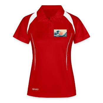 Vague de surf au coucher du soleil - Polo respirant Femme - rouge/blanc - Devant