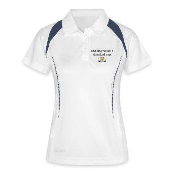 Lustiger Spruch Ei Buffet Essen Bad Day Deviled Eg - Frauen Polo atmungsaktiv - Weiß/Navy - Vorne