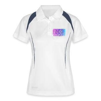 Tennis ACE , für Fans perfekter Aufschläge - Frauen Polo atmungsaktiv - Weiß/Navy - Vorne