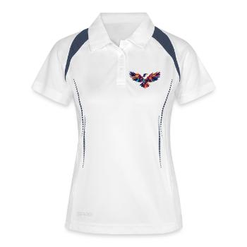 Art coloré des ailes abstraites d’oiseau de feu en forme d’aigle - Polo respirant Femme - blanc/marine - Devant