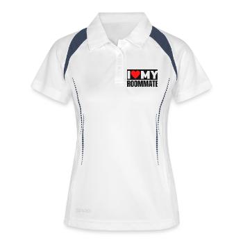 J’adore le graphique de cœur audacieux de mon colocataire - Polo respirant Femme - blanc/marine - Devant