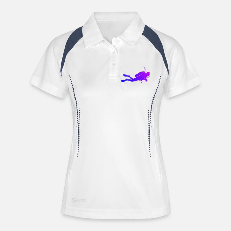 Conception de plongée à puissance - Polo respirant Femme - blanc/marine